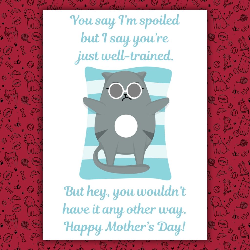 I Tolerate Your Existence Sarcastic Mother’s Day Card From The Cat